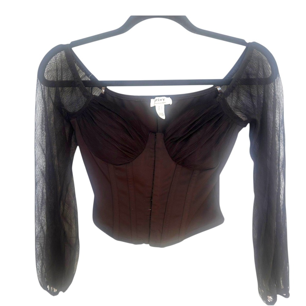 Privy Top Blouse Black Corset Style Witchy Grunge Whimsigoth Dark Fairy Small